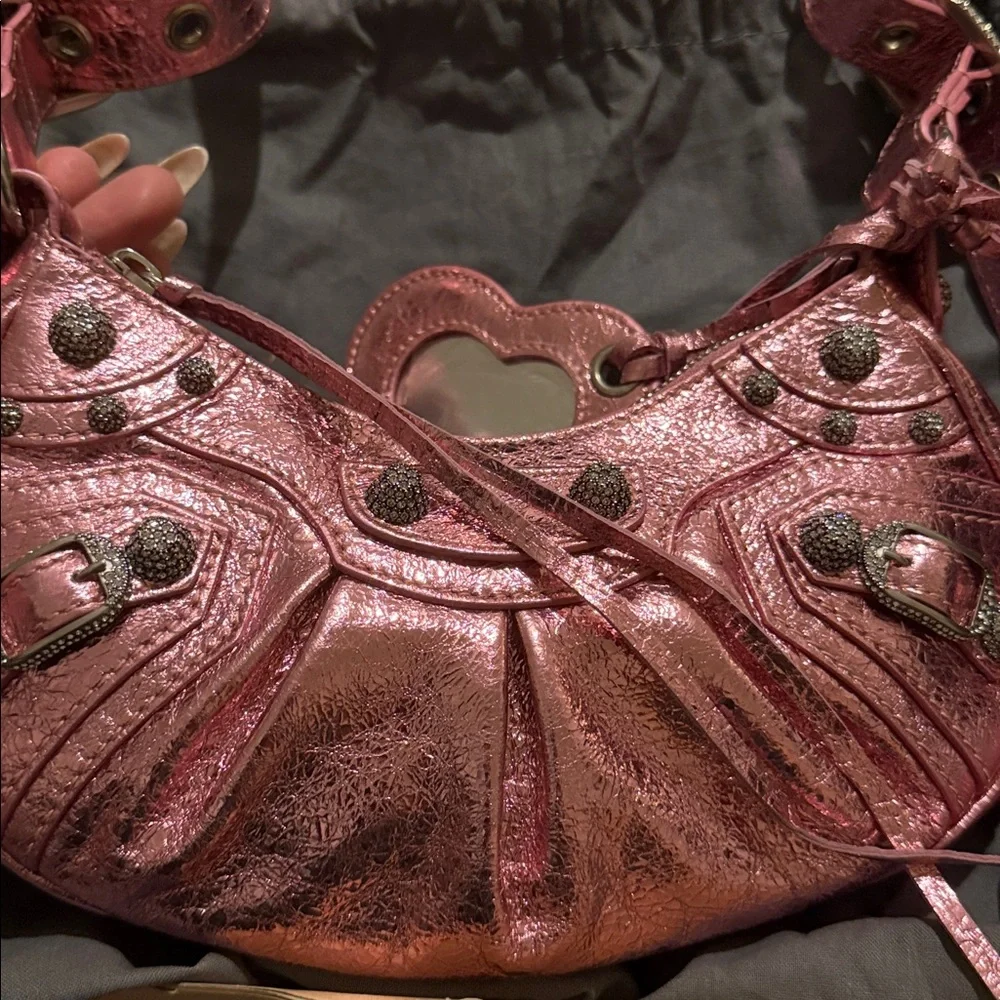 Balenciaga Pink Le Cagole Xs Shoulder Bag Metallized With Rhinestones - Picture 3 of 15